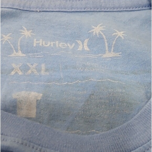Hurley Men’s XXL Blue Surf T-Shirt Double Sided Graphic Beach Skate Tee - Picture 6 of 7